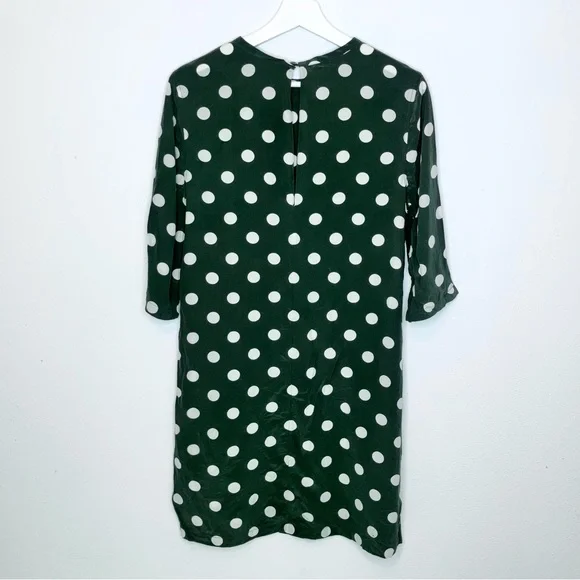 Equipment Aubrey Green & White Dot Silk Shift Dress - Picture 3 of 7
